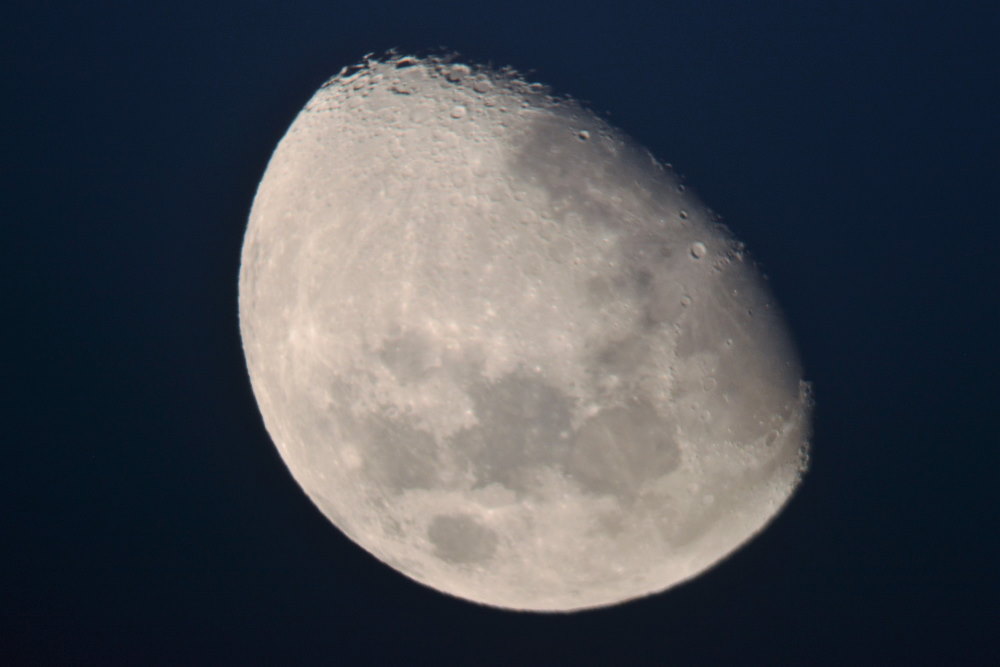 picture of half-moon taken through a telescope